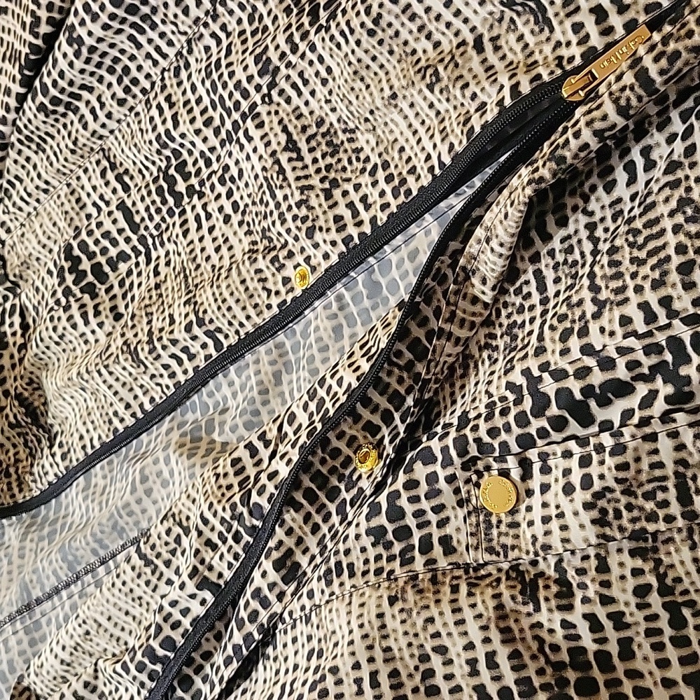 Calvin Klein Brown Animal Print Women's trench style coat Sz. Large - Picture 8 of 10